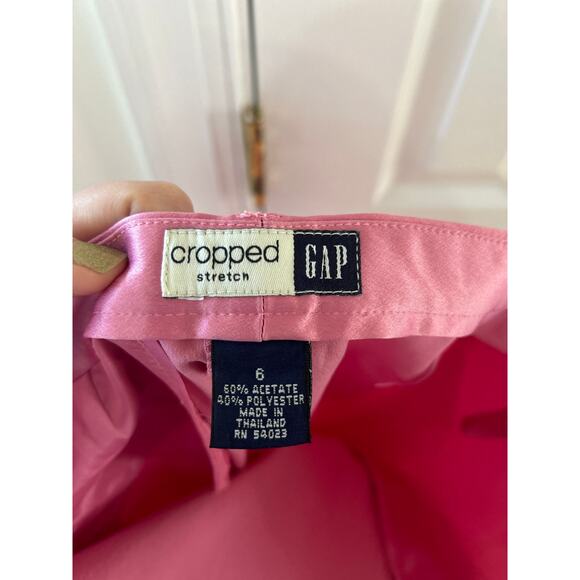 Vintage 2000 Y2K Gap Pink Satin Straight Leg Cropped Pants - Picture 2 of 5
